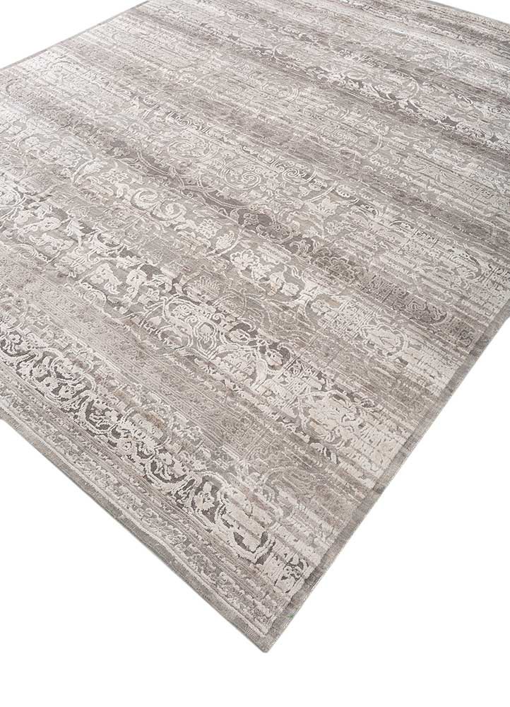 konstrukt blue wool and bamboo silk hand loom Rug - FoldShot