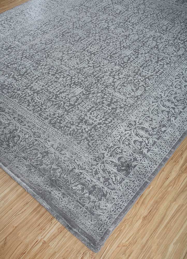 konstrukt blue wool and bamboo silk hand loom Rug - FoldShot