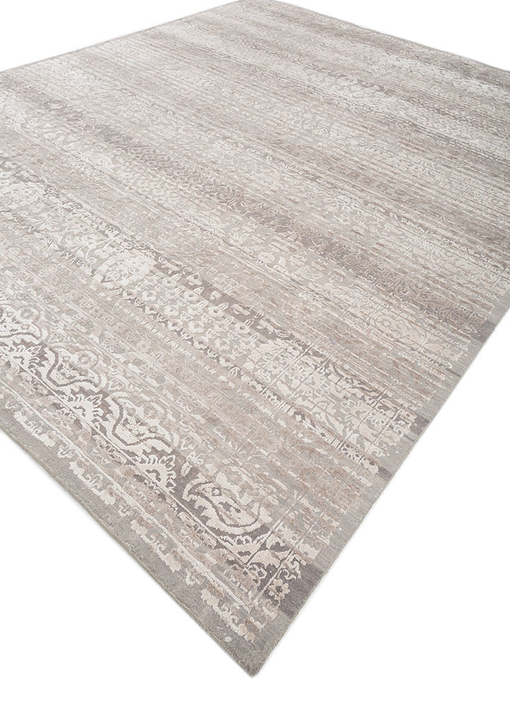 konstrukt blue wool and bamboo silk hand loom Rug - FoldShot