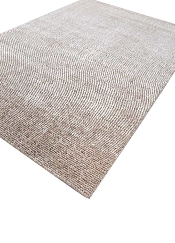 konstrukt beige and brown wool and bamboo silk hand loom Rug - FoldShot