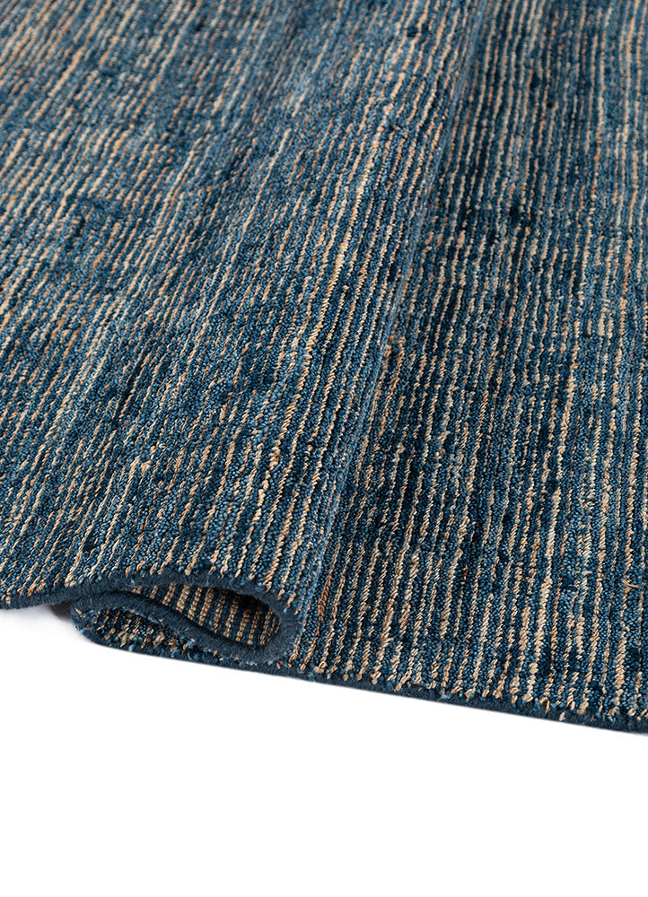 contour blue wool hand loom Rug - FoldShot
