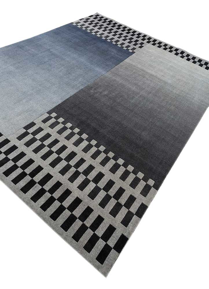jean grey and black wool hand loom Rug - FoldShot