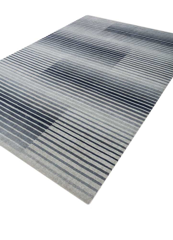 saga blue wool hand loom Rug - FoldShot