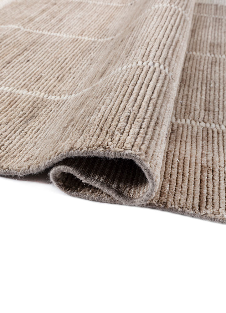 tesoro beige and brown wool hand loom Rug - FoldShot