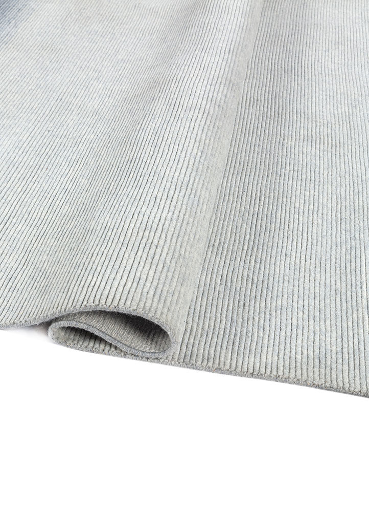 jean blue wool hand loom Rug - FoldShot