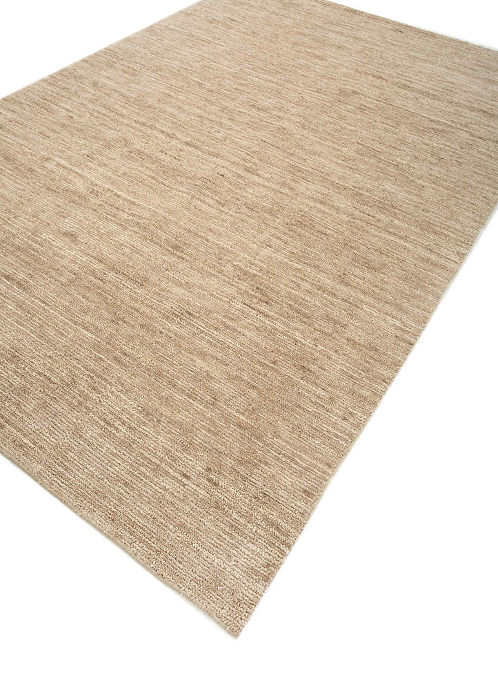saga beige and brown wool hand loom Rug - FoldShot