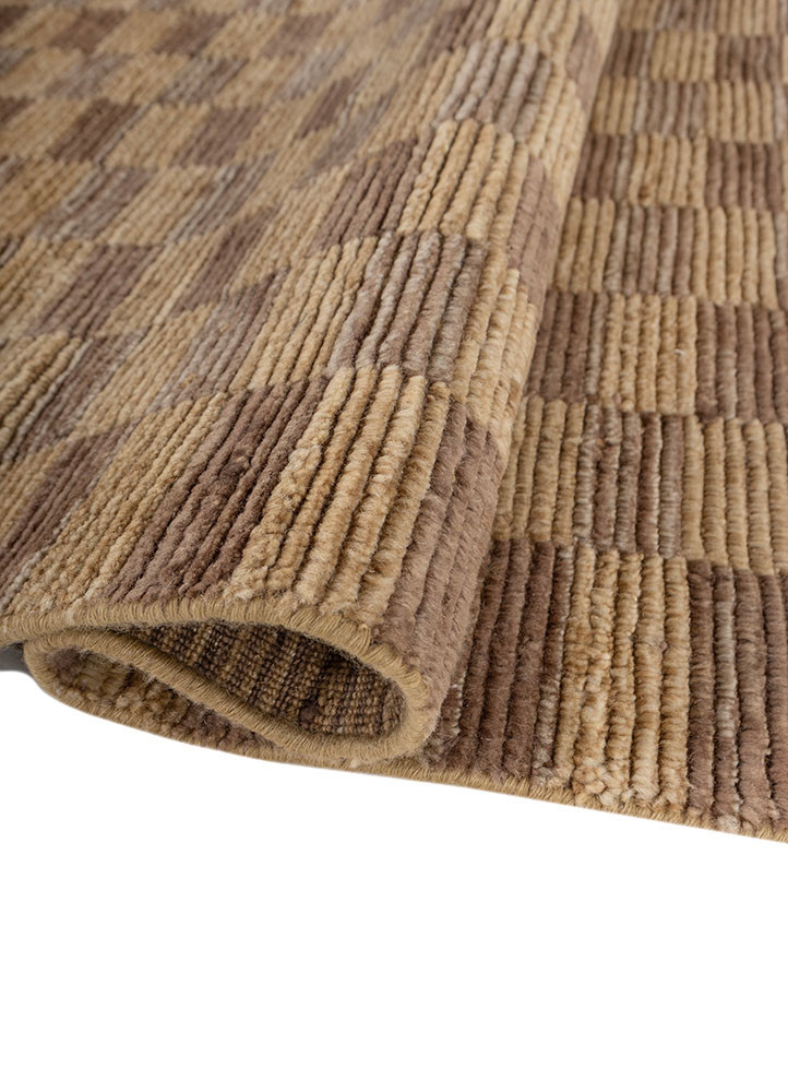 contour beige and brown wool hand loom Rug - FoldShot