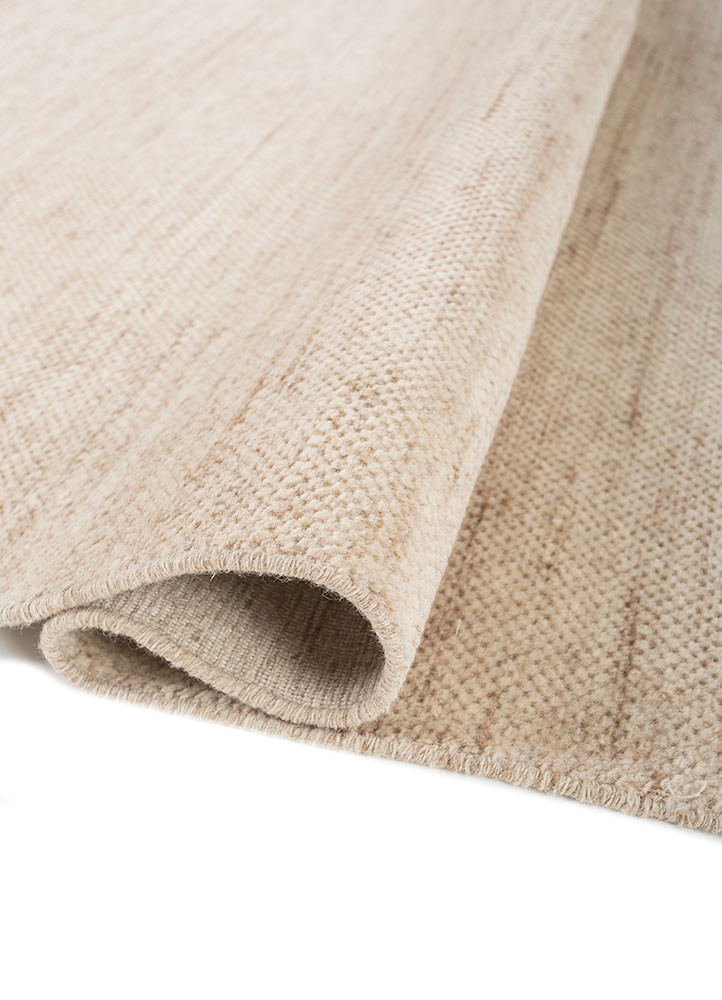 saga beige and brown wool hand loom Rug - FoldShot