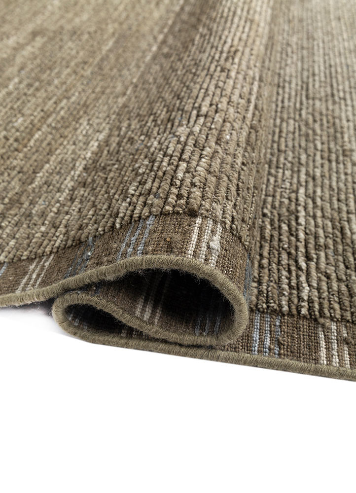 basis green wool hand loom Rug - FoldShot