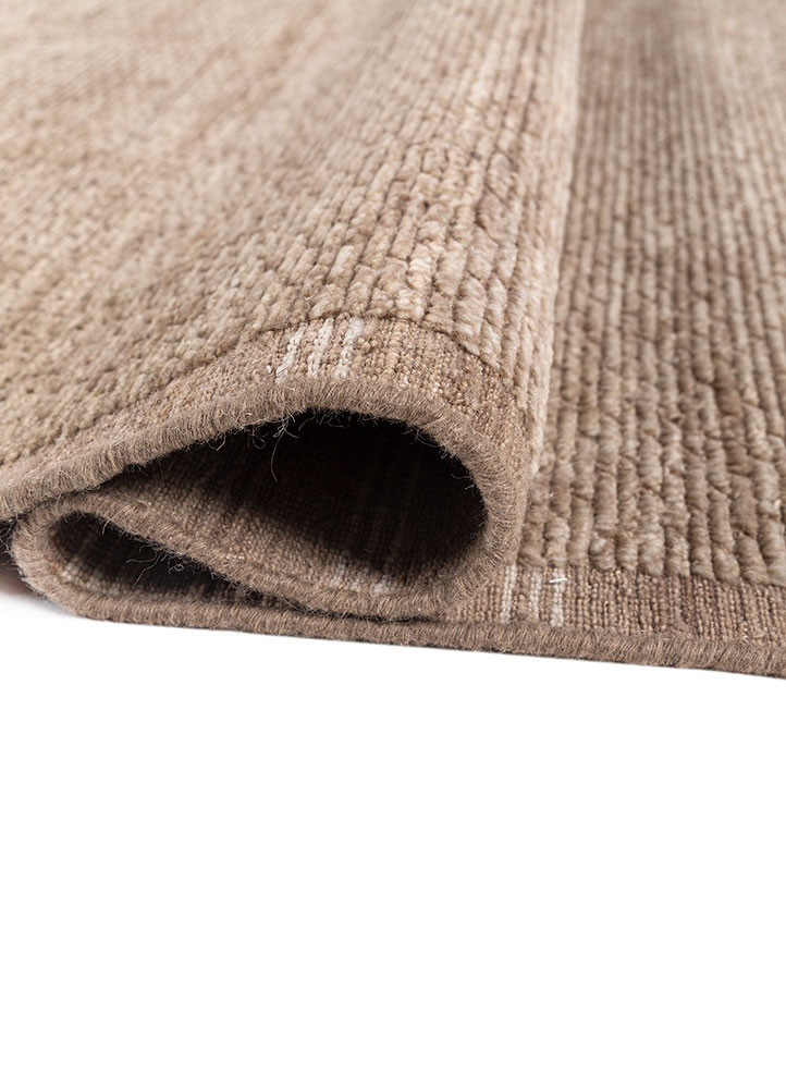basis beige and brown wool hand loom Rug - FoldShot