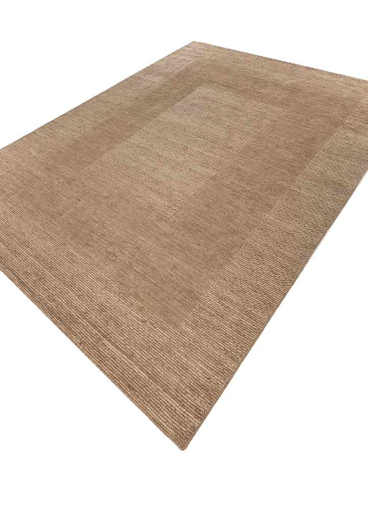 aprezo beige and brown wool hand loom Rug - FoldShot