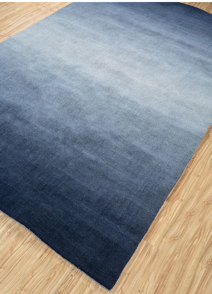 jean blue wool hand loom Rug - FoldShot jean blue wool hand loom Rug - FoldShot