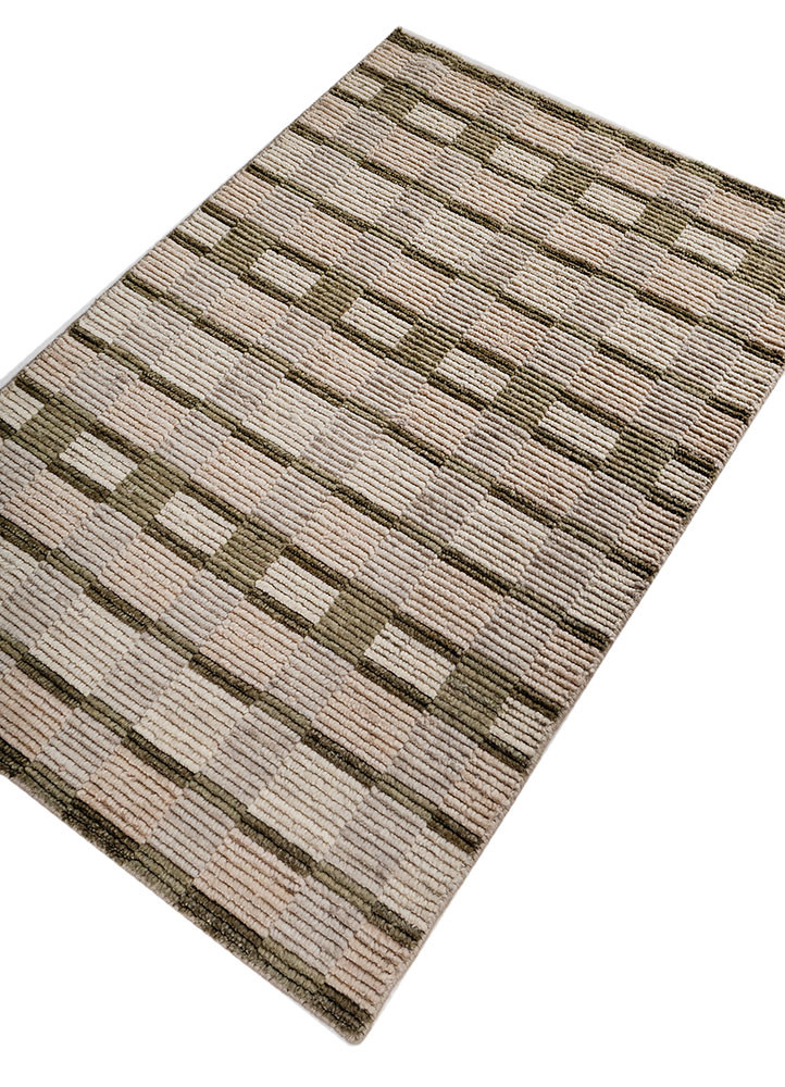 aprezo beige and brown wool hand loom Rug - FoldShot aprezo beige and brown wool hand loom Rug - FoldShot