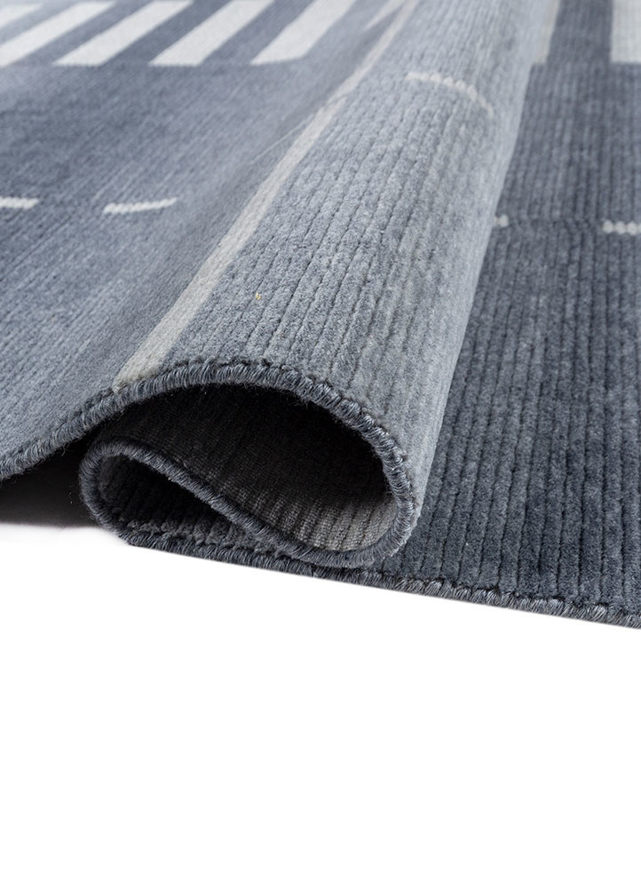 jean blue wool hand loom Rug - FoldShot jean blue wool hand loom Rug - FoldShot