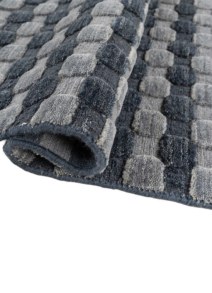 saga blue wool hand loom Rug - FoldShot saga blue wool hand loom Rug - FoldShot