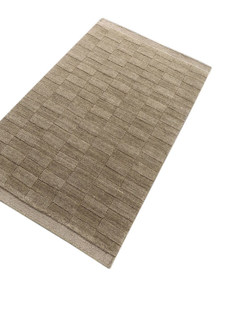 aprezo beige and brown wool hand loom Rug - FoldShot aprezo beige and brown wool hand loom Rug - FoldShot