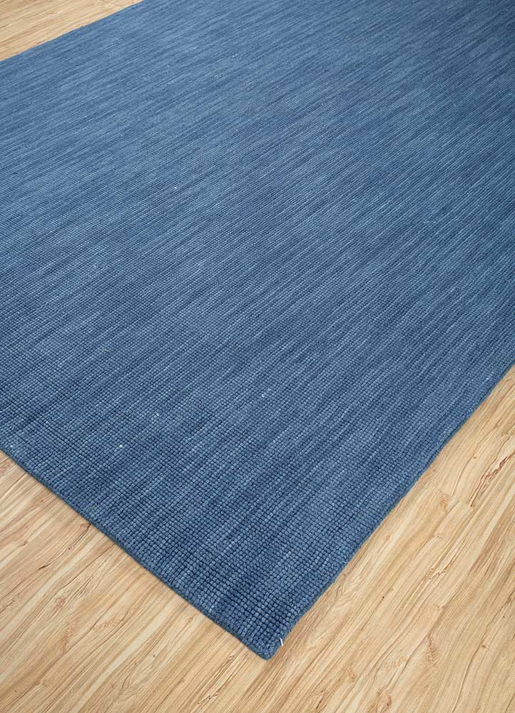 contour blue wool hand loom Rug - FoldShot