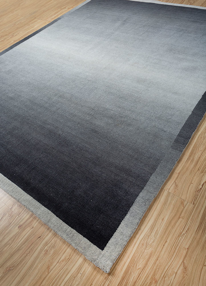 jean grey and black wool hand loom Rug - FoldShot