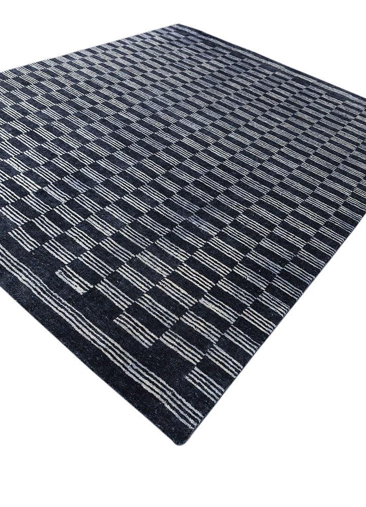 aprezo blue wool hand loom Rug - FoldShot aprezo blue wool hand loom Rug - FoldShot