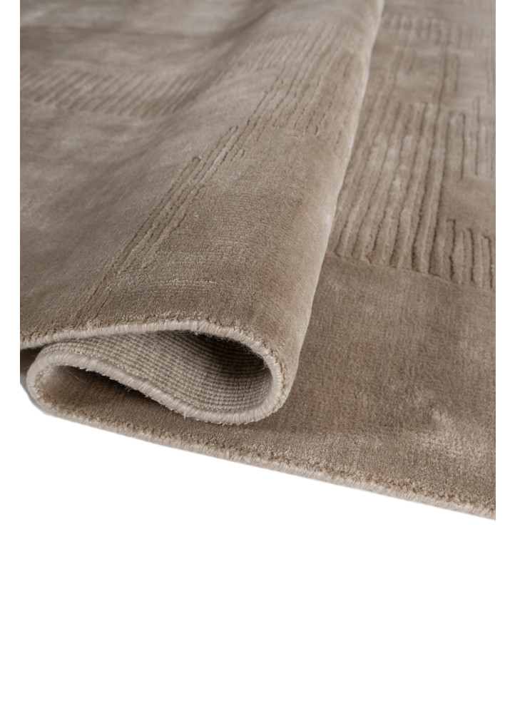 tesoro beige and brown wool hand loom Rug - FoldShot