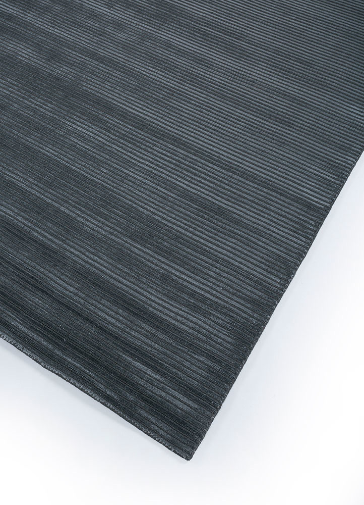 basis grey and black wool and viscose hand loom Rug - FoldShot