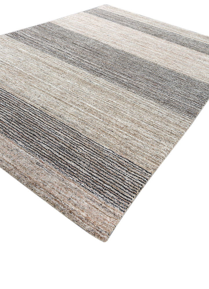 saga grey and black wool and viscose hand loom Rug - FoldShot