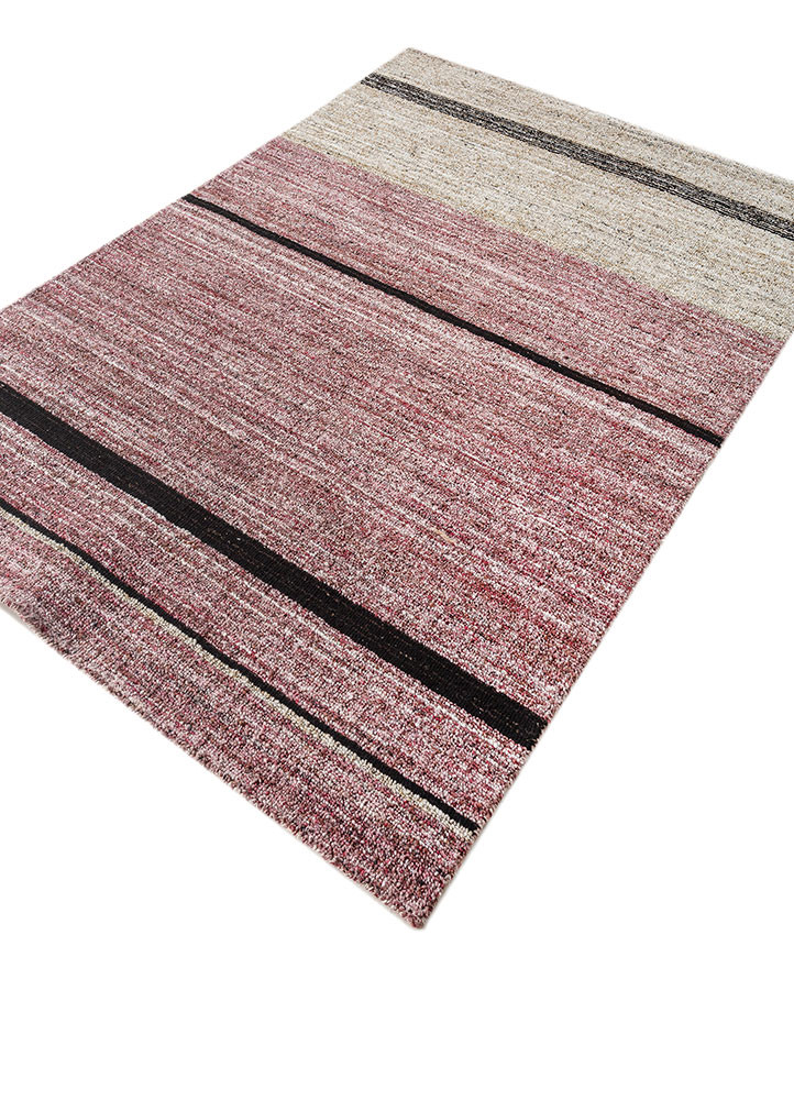 saga red and orange wool and viscose hand loom Rug - FoldShot
