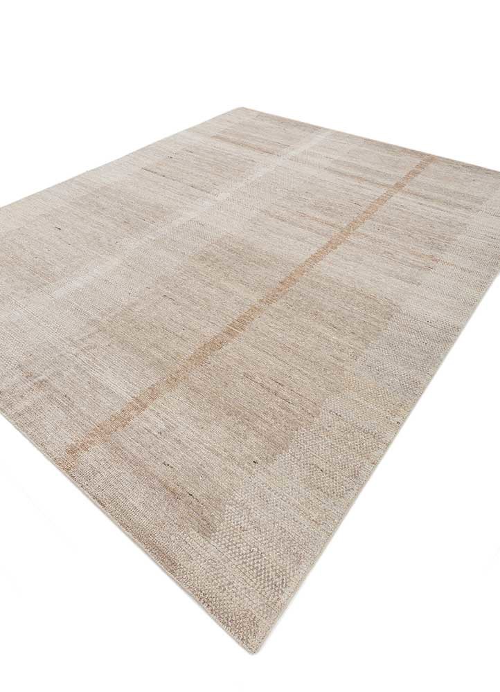 blythe beige and brown afghan wool hand knotted Rug - FoldShot