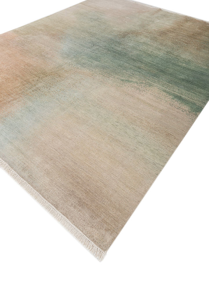 aprezo ivory wool and silk hand knotted Rug - FoldShot aprezo ivory wool and silk hand knotted Rug - FoldShot