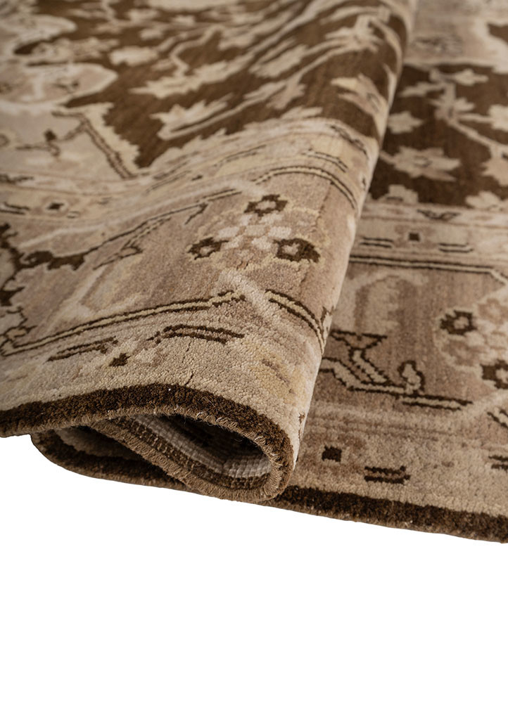 thyme beige and brown wool hand knotted Rug - FoldShot