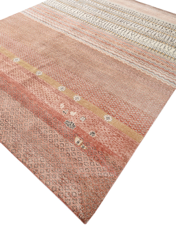 savana red and orange wool hand knotted Rug - FoldShot