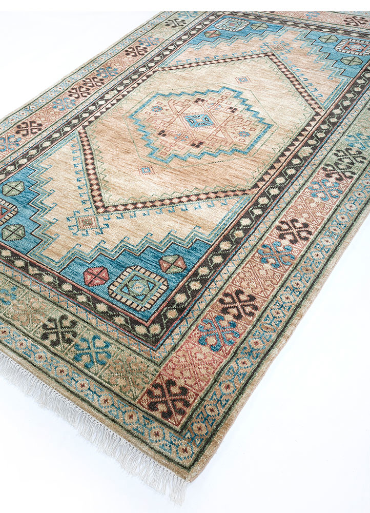 savana blue wool hand knotted Rug - FoldShot savana blue wool hand knotted Rug - FoldShot