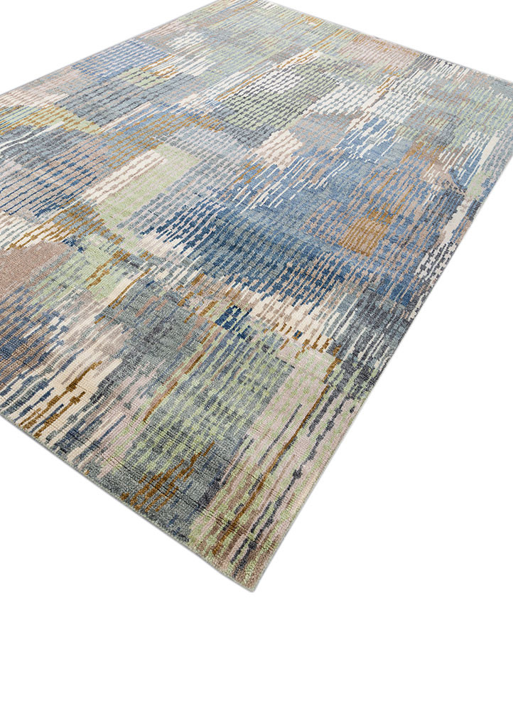 blythe blue wool hand knotted Rug - FoldShot