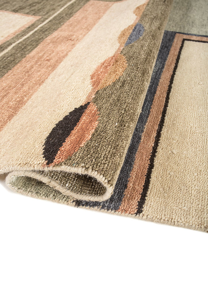 blythe green wool hand knotted Rug - FoldShot