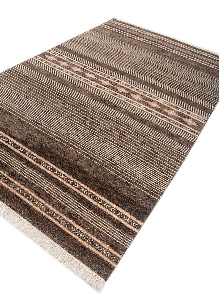 thyme beige and brown wool hand knotted Rug - FoldShot thyme beige and brown wool hand knotted Rug - FoldShot