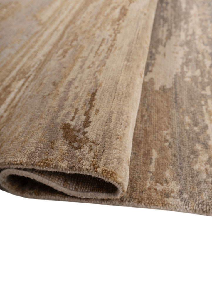 entropy beige and brown wool hand knotted Rug - FoldShot