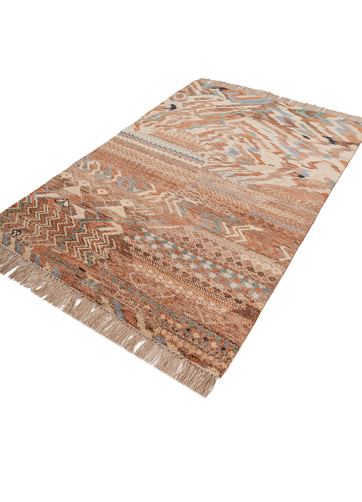 manchaha red and orange wool hand knotted Rug - FoldShot manchaha red and orange wool hand knotted Rug - FoldShot