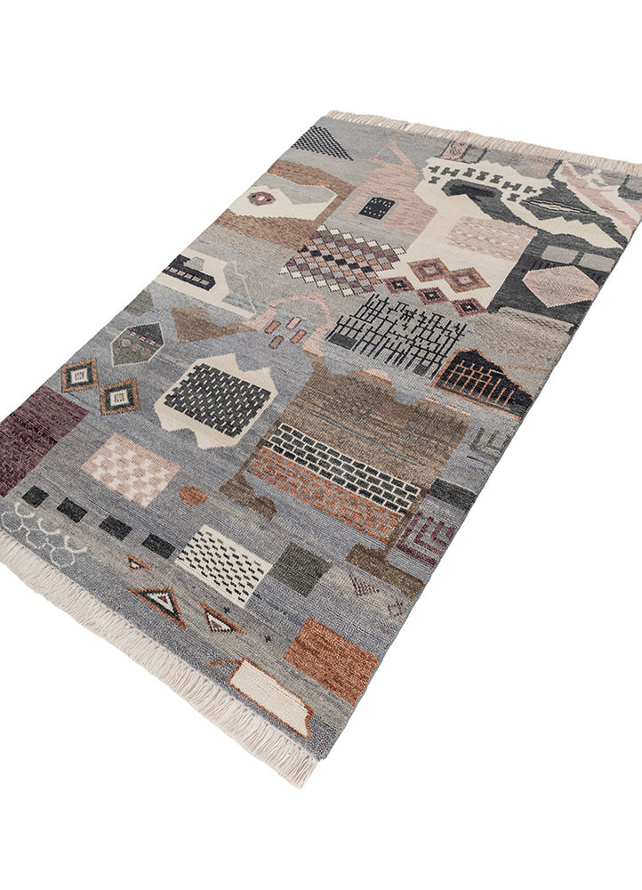 manchaha blue wool hand knotted Rug - FoldShot manchaha blue wool hand knotted Rug - FoldShot