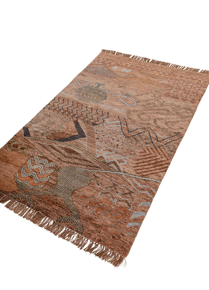 manchaha red and orange wool hand knotted Rug - FoldShot manchaha red and orange wool hand knotted Rug - FoldShot