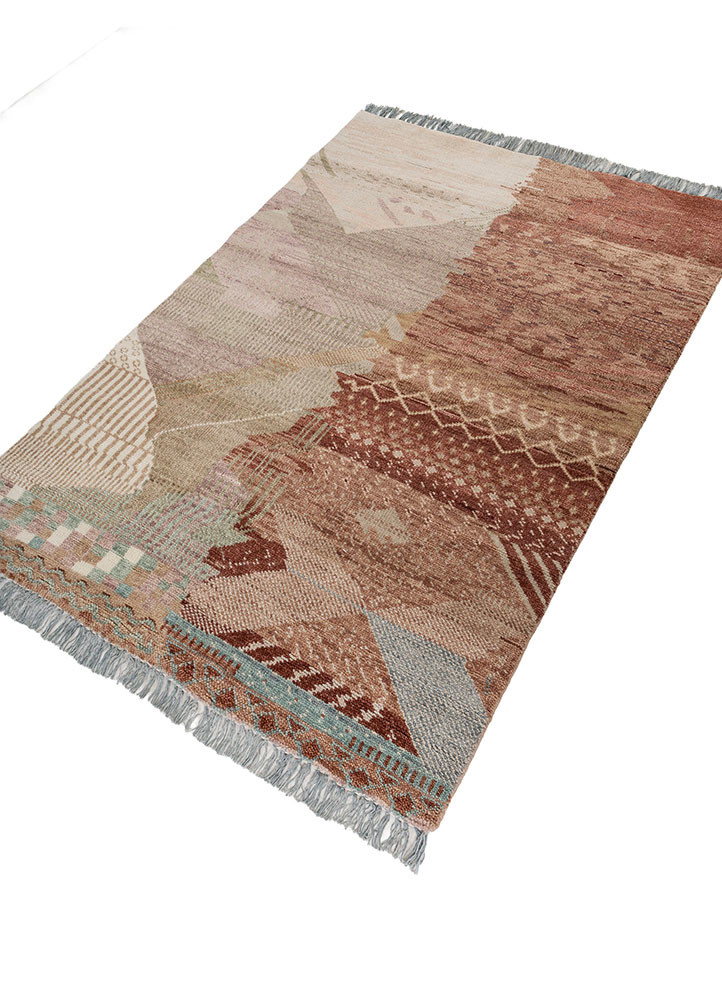 manchaha red and orange wool hand knotted Rug - FoldShot