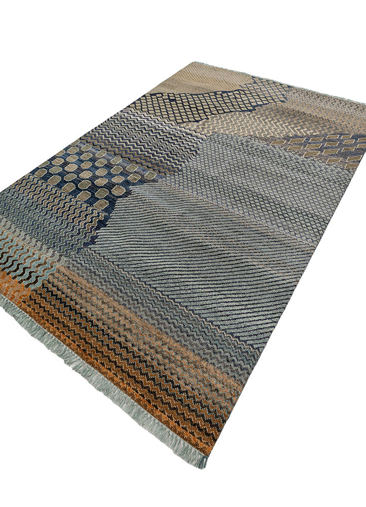 manchaha blue wool hand knotted Rug - FoldShot manchaha blue wool hand knotted Rug - FoldShot