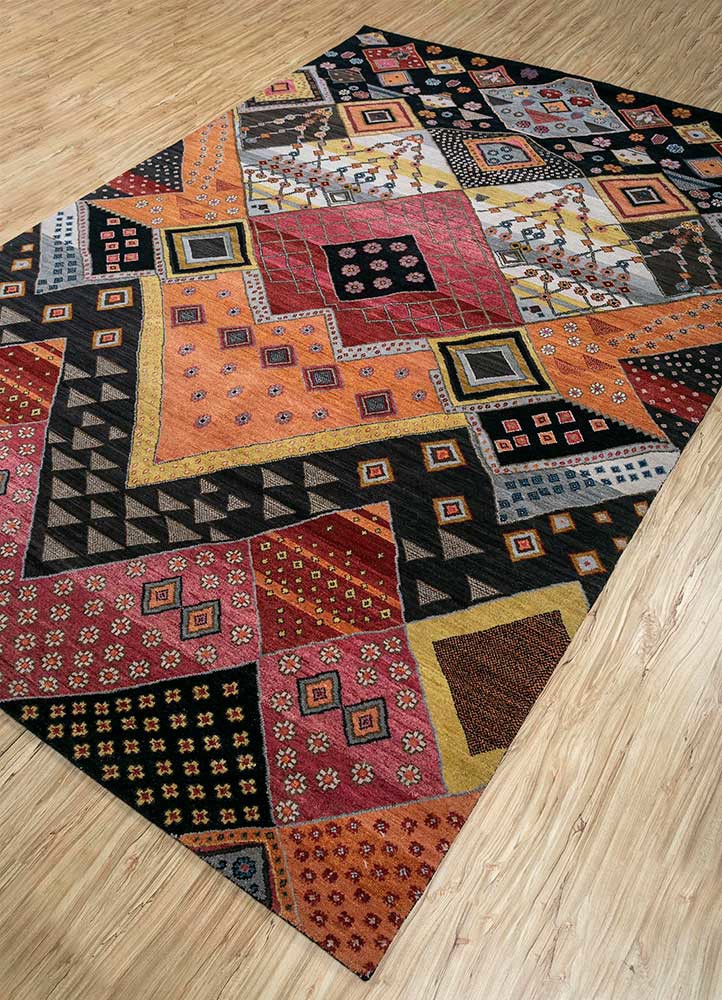 weaver art reserve grey and black wool hand knotted Rug - FoldShot