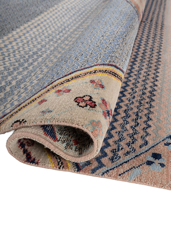 manchaha blue wool and bamboo silk hand knotted Rug - FoldShot manchaha blue wool and bamboo silk hand knotted Rug - FoldShot