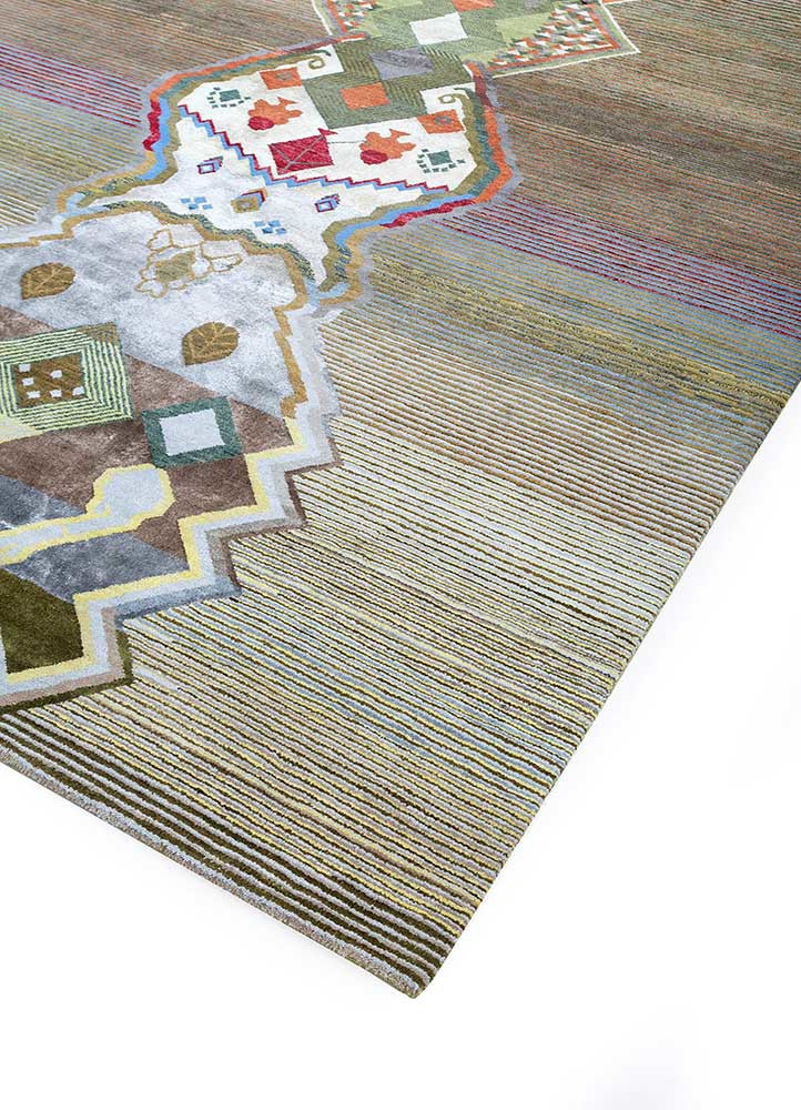 manchaha grey and black wool and bamboo silk hand knotted Rug - FoldShot manchaha grey and black wool and bamboo silk hand knotted Rug - FoldShot