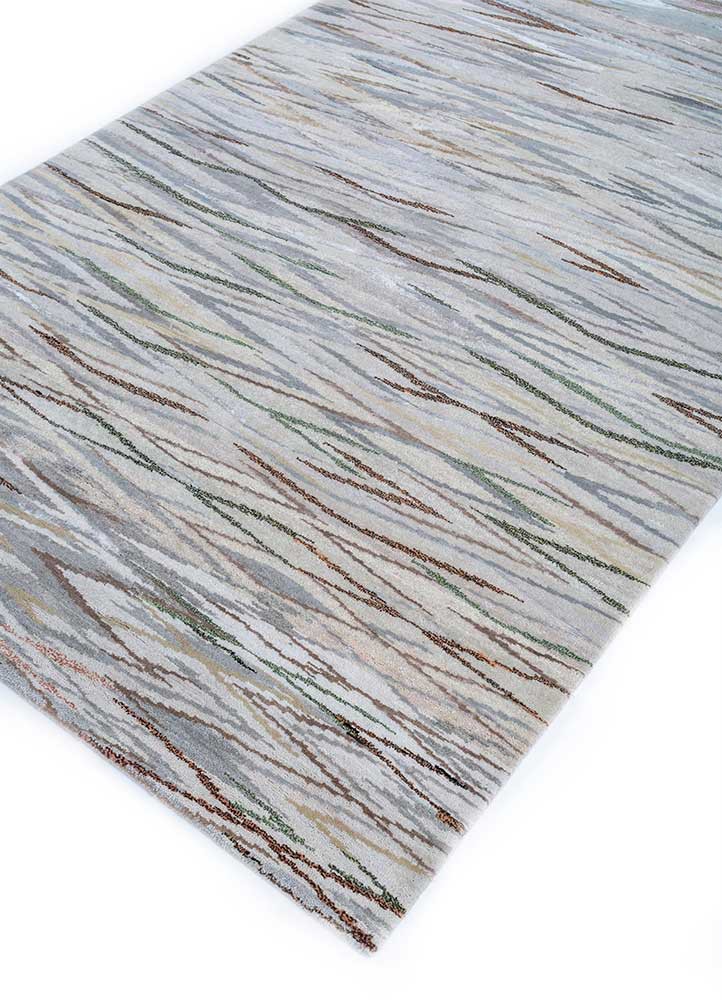 manchaha grey and black wool and bamboo silk hand knotted Rug - FoldShot