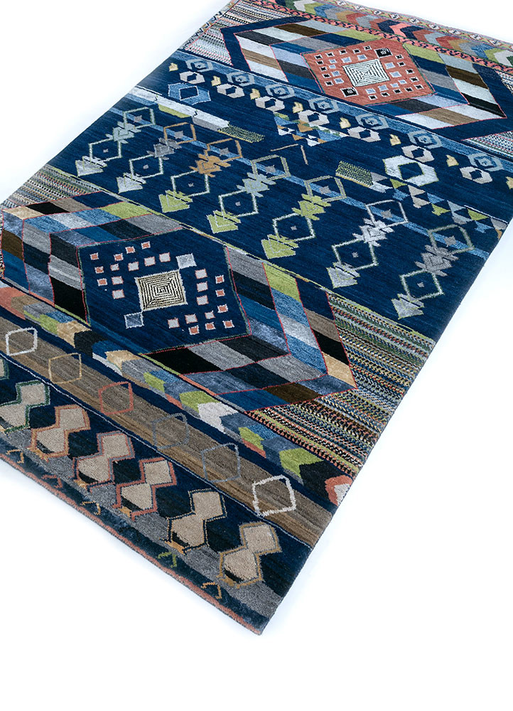 manchaha blue wool and bamboo silk hand knotted Rug - FoldShot manchaha blue wool and bamboo silk hand knotted Rug - FoldShot