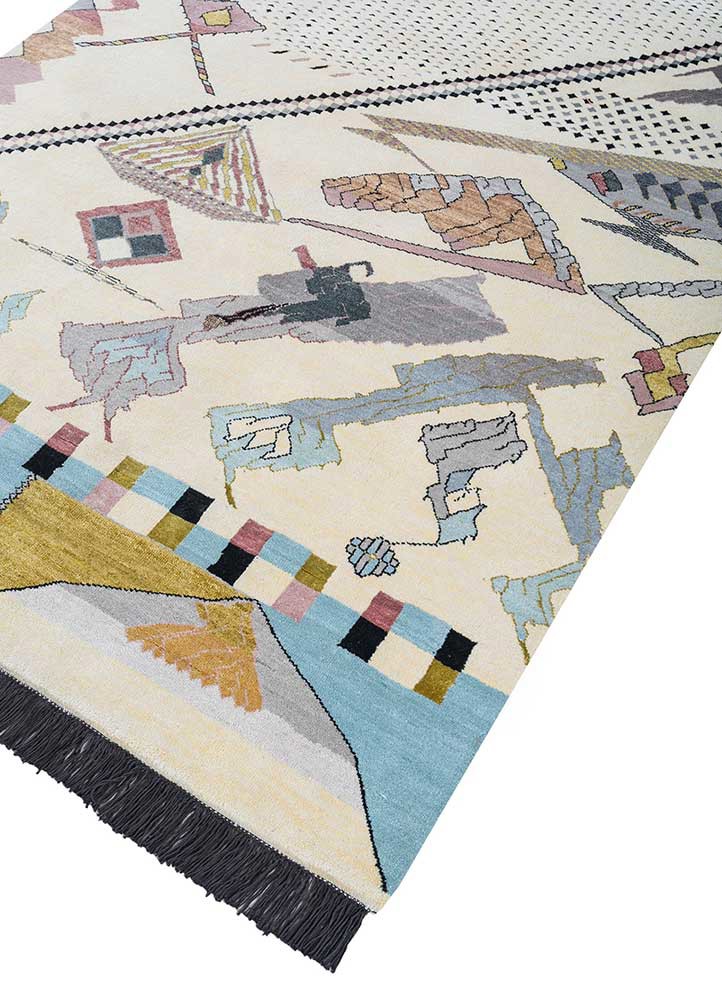 manchaha pink and purple wool and bamboo silk hand knotted Rug - FoldShot