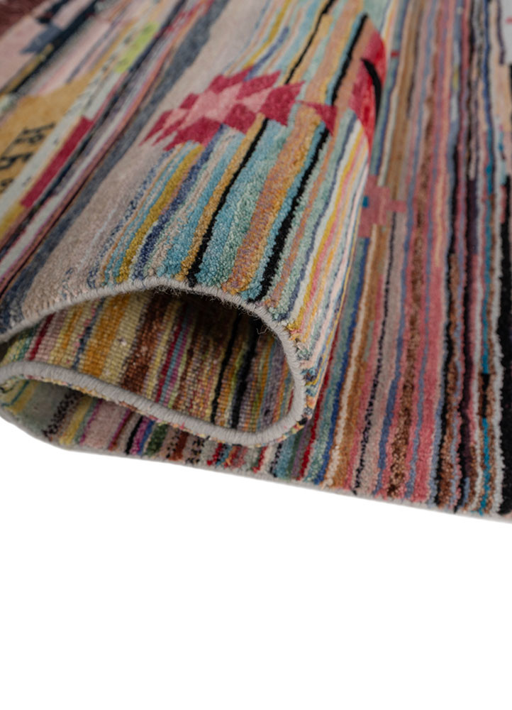 freedom manchaha pink and purple wool and bamboo silk hand knotted Rug - FoldShot