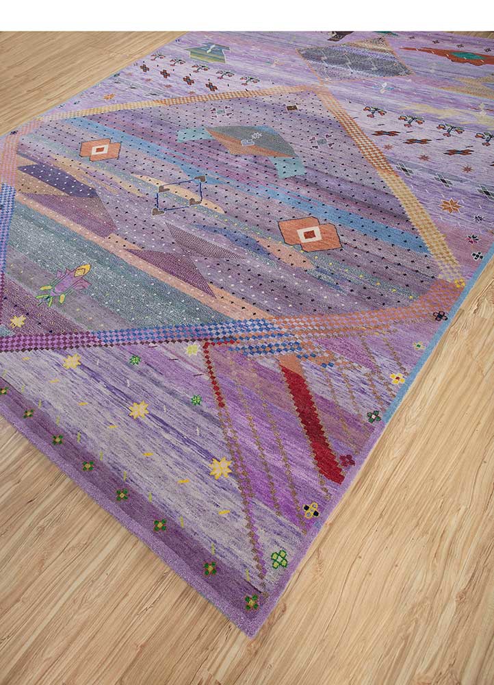 freedom manchaha pink and purple wool and bamboo silk hand knotted Rug - FoldShot freedom manchaha pink and purple wool and bamboo silk hand knotted Rug - FoldShot