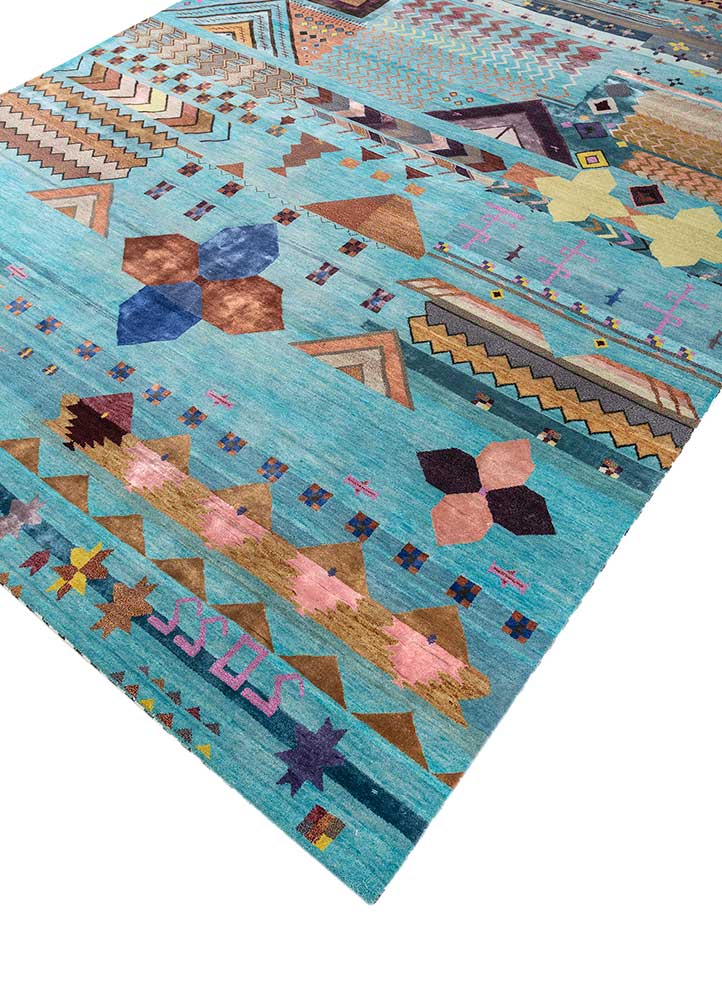 Freedom Manchaha Blue Hand Knotted Wool and Bamboo Silk RugsLes1641